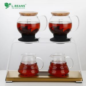 Étagère de présentation pour café et thé L-Beans avec support pour bouilloire en verre pour comptoir de bar - Product Image 1