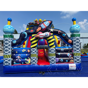 Không gian phiêu lưu PVC Inflatable nhảy lâu đài nhà bị trả lại tên lửa MOONWALK Inflatable Bouncer lâu đài <span class=keywords><strong>bouncy</strong></span> với Slide Combo - Product Image 2