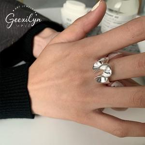 Wereld Best Verkopende Producten 925 Sterling Zilveren Ring Onregelmatige Golf Brede Band Verstelbare Zilveren Ring - Product Image 5