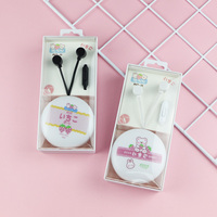 Mqiqi Casque MQ-11 avec micro Boîte de rangement Cartoon Écouteurs mignons pour filles Écouteurs filaires ours lapin