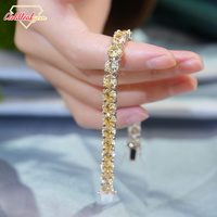 Bracelet unisexe personnalisé en or 10k/14k/18k ou argent, avec chaîne tennis classique de 2mm à 6mm de large, sertie de moissanite rose/jaune/blanche taille brillant