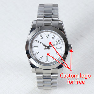 Montre en acier NH35 personnalisée avec logo DIY, 36 mm/39 mm, mouvement automatique, cadran blanc, étanche 10 bars/100 mètres, montre-bracelet de luxe pour homme - Product Image 6