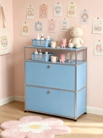 Mueble para TV Estilo Nórdico, Color Azul Cielo, para Salón, Mueble Modular de Almacenamiento, Acero Inoxidable, Multifuncional