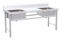 Table de préparation professionnelle en acier inoxydable 201/304 poli, à faible MOQ, avec une étagère, pour hôtels et restaurants, certifiée ISO9001