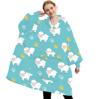 Sweat-shirt couverture en sherpa moelleux surdimensionné d'usine avec poche géante, couverture portable à capuche pour femmes adultes