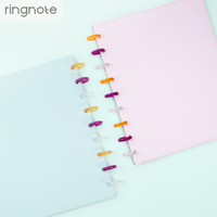 Carnet de notes RINGNOTE de taille moyenne en cuir PU fin, rechargeable, avec reliure à disques, personnalisable par gaufrage/embossage