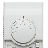 Thermostat de ventilo-convecteur non programmable Telin AC304F HVAC à 3 vitesses, AC 230V, ignifuge, design industriel pour hôpitaux et écoles