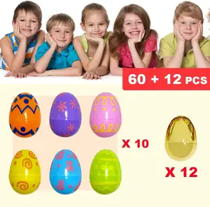 Free Sample Wholesale Easter Toy Gifts Decoration Unfinished Giant Large 6x4cm Smooth Empty Fillable Printed Plastic Easter Eggs