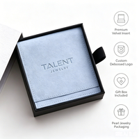 Coffret cadeau en velours noir rigide avec logo personnalisé, avec insert en pochette douce pour collier de perles, boucles d'oreilles, bracelet