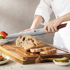 Couteau à pain XINZUO Starred Chef en acier Damas, lame dentelée tranchante, idéal pour couper le pain croustillant, les gâteaux et les pâtisseries - Product Image 5