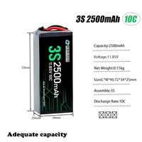Batterie de drone Qiqi 3S 4S 2500mAh 5500mAh Nouveau style 10C, pack de batteries lithium-ion rechargeables haute densité énergétique 6S