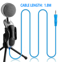 Microfono a Condensatore Professionale Omnidirezionale con Supporto Treppiede - Cablato 3.5MM per Uso Desktop Leggero Portatile in Metallo