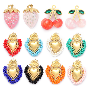 Fiesta de Frutas |   Colgantes de acero inoxidable chapados en oro PVD de 18 quilates con esmalte para la fabricación de joyería DIY |   Impermeable e Hipoalergénico - Product Image 6