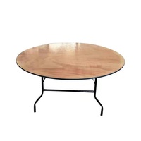Table de banquet ronde pliable de 180 cm, panneau en contreplaqué, structure métallique, durable pour les événements en plein air et les hôtels