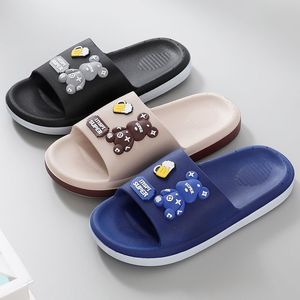 Men Cartoon Slippers Breathable Summer Hard-Wearing Indoor Outdoor Anti-Slip Cushioned Flat <b>Slides</b> Cute Home Bathroom <b>Shower</b> - Product Image 1