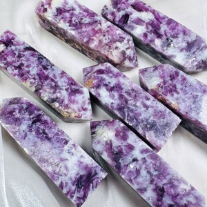 Tour en cristal naturel en gros, pointe de mica violet, obélisque de lépidolite, pierre précieuse en vrac pour l'artisanat et la décoration intérieure - Product Image 5