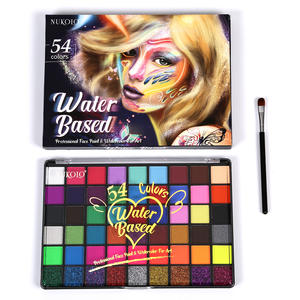 Ensemble de peinture faciale à base d'eau de 54 couleurs, <span class=keywords><strong>kit</strong></span> de <span class=keywords><strong>maquillage</strong></span> cosplay avec pinceaux d'art, pochoirs, pierres précieuses pour la peinture corporelle - Product Image 2