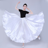 Jupe longue en satin à 360 degrés pour femme, style danse du ventre et gitane, à grande ampleur, pour entraînement et spectacle
