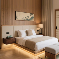 Ensemble de meubles de chambre à coucher en bois King Size moderne 3 4 5 étoiles Projet de meubles d'hôtel personnalisé Ensemble de meubles de chambre à coucher d'hôtel