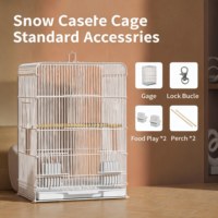 Cage à oiseaux portable en métal pour perroquets et perruches avec plateau amovible, gamelle et perchoir – Utilisation extérieure/voiture