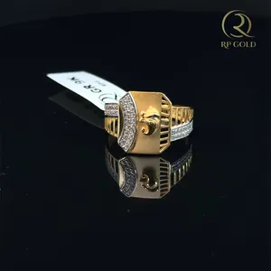 Gold <b>ring</b> with ganesha design for men studded with stones stylish religious <b>ring</b> unique <b>open</b> band design for daily wear - Product Image 1