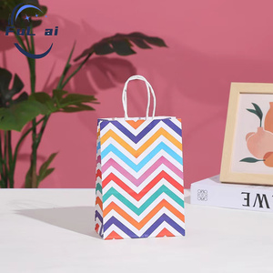 <span class=keywords><strong>Bolsa</strong></span> <span class=keywords><strong>de</strong></span> papel Kraft reciclable personalizada con rayas arcoíris, regalo <span class=keywords><strong>de</strong></span> Feliz Navidad, dulces, galletas, con logotipo propio para embalaje - Product Image 6