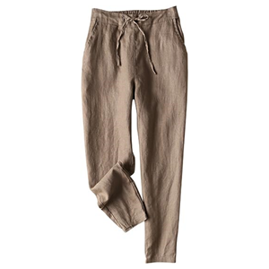 <span class=keywords><strong>Pantaloni</strong></span> <span class=keywords><strong>estivi</strong></span> elasticizzati in vita tinta unita in lino 100% <span class=keywords><strong>con</strong></span> coulisse <span class=keywords><strong>pantaloni</strong></span> Casual leggeri da <span class=keywords><strong>donna</strong></span> - Product Image 4