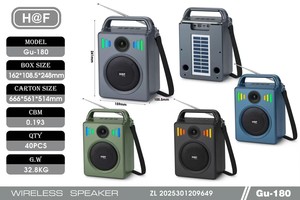 NOUVEAU Gu-180 20W RGB Enceinte portable sans fil Bluetooth à chargement solaire, Woofer actif pour fêtes et <span class=keywords><strong>DJ</strong></span> en extérieur, <span class=keywords><strong>Radio</strong></span> FM/TF/USB - Product Image 5