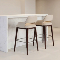 Tabourets de bar en bois massif, tabourets hauts pour îlot, usage domestique, style italien moderne minimaliste avec dossier et accoudoirs