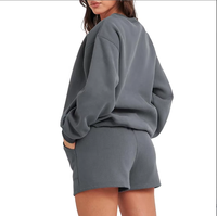 Ensemble de survêtement coupe-vent en molleton côtelé à col ras du cou et revers, grande taille, personnalisable avec logo, pour femme, collection automne