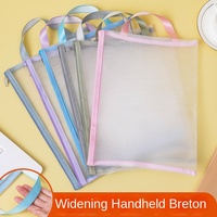 Sac de rangement portable en maille transparente A4 grande capacité avec fermeture éclair pour documents, fournitures scolaires et devoirs