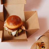 Boîte en carton biodégradable personnalisé imprimé à emporter Burger frites emballage alimentaire boîte à hamburger en papier carton ondulé