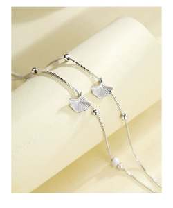 <span class=keywords><strong>JL033</strong></span> สร้อยข้อเท้าเงินแท้ 925 ดีไซน์หรูหราแบบมินิมอล สไตล์เกาหลี ใช้งานได้หลากหลาย ระดับไฮเอนด์ ลายใบแปะก๊วย - Product Image 4