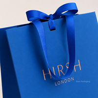 Sacs en papier personnalisés de luxe bleu et or pour cosmétiques, vêtements et emballages – Sacs shopping sur mesure pour l'habillement