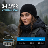 Gorro de Punto Impermeable de 3 Capas al por Mayor, Gorro de Invierno Cálido, Transpirable y Cortavientos para Senderismo, Camping, Pesca, Esquí, con Logotipo Personalizado OEM
