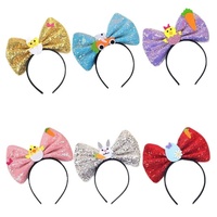 Bandeau à paillettes de Pâques mignon lapin poulet oeuf de Pâques coiffure pour enfants et adultes décoration de fête de printemps de Pâques