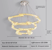 Lustre circulaire moderne minimaliste nordique en cristal pour salon et salle à manger, lustre de luxe créatif américain pour cuisine