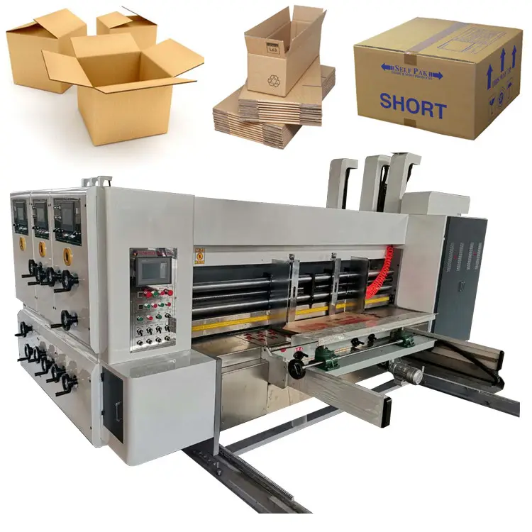 Máquina de fabricación de cajas de cartón corrugado, máquina con ranuras de impresión