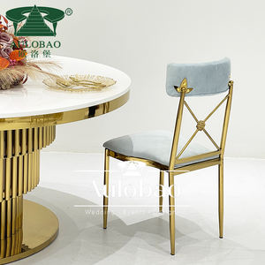 Elegant Furniture Blue Velvet <b>Cushion</b> Metal Frame Stack Rococo Wedding <b>Chairs</b> Events - Product Image 4