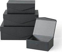 Cajas Decorativas Negras con Tapas Magnéticas, Cajas de Regalo Pequeñas Reutilizables de Cartón para Regalos, Juego de Cajas de Papel Maché con Cierre Magnético