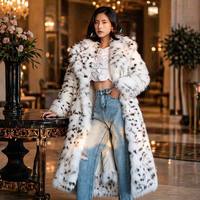 Abrigo de Invierno para Mujer, de Piel Sintética, Largo, con Estampado de Leopardo, Talla Grande, Grueso, Cálido, de Lujo, Chaqueta de Moda Urbana