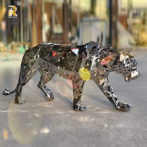 Scultura di <span class=keywords><strong>Leopardo</strong></span> a Grandezza Naturale in Acciaio Inossidabile RELONG, Design Astratto Cavo per Decorazione d'Arte Moderna - Product Image 2