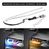Luz LED RGB de cristal para circulación diurna, flexible, impermeable, con señal de giro secuencial, luz oculta para faro de coche, modificación DRL