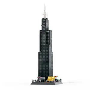 Wange 5228 Willis Tower เด็กเรียนรู้ของเล่นในเมืองมุมมองถนนอาคารอิฐของเล่นการศึกษาของขวัญสำหรับเด็ก