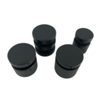 Supports de verre en acier inoxydable noir mat avec patins antidérapants en caoutchouc pour balustrade en verre trempé sans cadre, idéal pour piscine et balcon moderne