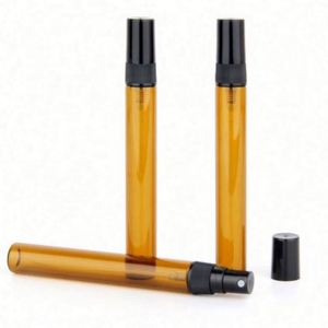 Custom LOGO 10ML Amber Glass Perfume <b>Bottle</b> Refillable <b>Empty</b> Atomizer with <b>Spray</b> Cap PP Collar Beautiful Cosmetics Container - Product Image 1
