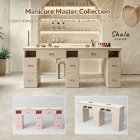 Madamcenter - Table de manucure de luxe moderne avec plateau en marbre, double siège, multifonctionnelle, pour salon de manucure, SPA, durable et écologique