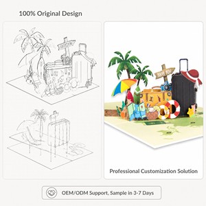Carte de vœux 3D pop-up sur le thème du voyage, artisanat en papier fait main, cadeau avec vernis mat et impression offset pour anniversaire et fêtes - Product Image 5