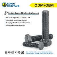 LEKON Imperial Din933 Boulons hexagonaux Grade 4.8 5.8 8.8 10.9 12.9 Acier au carbone Fabricant de boulons et d'écrous hexagonaux