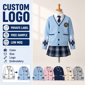 Suéter de Punto Tipo Cárdigan para Niños, Estilo Argyle, Mangas con Diseño de Rombo, Mezcla de Algodón Suave, Uniformes Escolares para Niños y Niñas de 2 a 12 Años, para TV, Películas, Teatro, Baile - Product Image 1